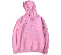 BaeKnyin Giapponese Kawaii Anime Felpa con Cappuccio Pullover a Maniche Comoda Stampa Lunghe K-Pop Streetwear L,Pink4-1