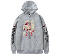 BaeKnyin Giapponese Kawaii Anime Felpa con Cappuccio Pullover a Maniche Comoda Stampa Lunghe K-Pop Streetwear L,Grey3-1