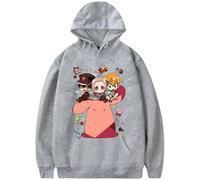 BaeKnyin Giapponese Kawaii Anime Felpa con Cappuccio Pullover a Maniche Comoda Stampa Lunghe K-Pop Streetwear L,Grey5-1