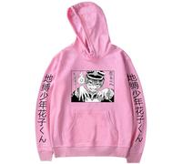 BaeKnyin Giapponese Kawaii Anime Felpa con Cappuccio Pullover a Maniche Comoda Stampa Lunghe K-Pop Streetwear L,Pink1-1