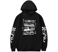 BaeKnyin Giapponese Kawaii Anime Felpa con Cappuccio Pullover a Maniche Comoda Stampa Lunghe K-Pop Streetwear L,Black2-1