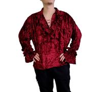 Bäres Gothic Steampunk Vintage Pirati Samthemd Volant Lacci Bord-Rot Gr.ml