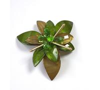 Baesics Fermaglio per capelli da donna, con giglio, smeraldo, 2 in 1, spilla a forma di fiore in acetato di cellulosa, gioielli di design 3D, per abiti e acconciature, pezzo unico marmorizzato