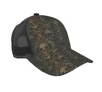 BAFAFA Cappello da baseball in rete stampata con teschio gotico Cappello da camionista casual cappello da pesca cappelli sportivi estivi cappelli da sole cappelli da uomo donna nero, Nero ,