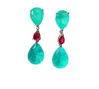 BAFAFA Ciondoli Vintage Paraiba Tormalina Smeraldo Gemma Goccia Grandi orecchini for le donne Orecchini da sposa Accessori di gioielleria raffinata Regalo (Color : Blue)