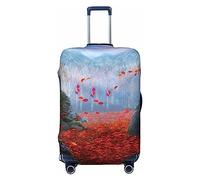 BAFAFA Copertura per bagagli con stampa di foglie rosse e muschio, copertura per bagagli da viaggio, elastica, antigraffio, antipolvere, Nero , XL