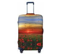 BAFAFA Copertura per bagagli con stampa di papaveri rossi al tramonto, copertura per bagagli da viaggio, elastica, antigraffio, antipolvere, Nero , M