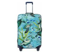 BAFAFA Copertura per bagagli con stampa di tartaruga marina, copertura per bagagli da viaggio, elastica, antigraffio, antipolvere, Nero , XL