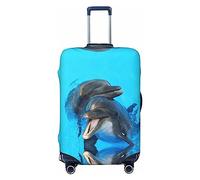 BAFAFA Copertura per bagagli stampata con delfini sorridenti coperture per bagagli protezione per bagagli da viaggio elastica antigraffio antipolvere, Nero , S