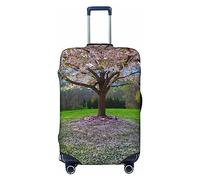 BAFAFA Copertura per bagagli stampata con fiori rosa primaverili coperture per bagagli bagagli protezione da viaggio elastica anti graffio antipolvere, Nero , L