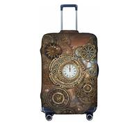 BAFAFA Copertura per bagagli stampata con orologio steampunk arrugginito, copertura per bagagli da viaggio, elastica, antigraffio e antipolvere, Nero , M