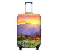 BAFAFA Copertura per bagagli stampata con sole e montagne rocciose con tramonto e sole, protezione per bagagli da viaggio, elastica, antigraffio e antipolvere, Nero , M