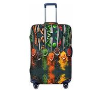 BAFAFA Copertura per bagagli stampata con spezie, copertura per bagagli, protezione per valigie, per bagagli da viaggio, elastica, antigraffio, antipolvere, Nero , L