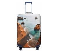 BAFAFA Copertura per bagagli stampata con spiaggia marina copertine per valigie protezione per bagagli da viaggio elastica anti graffio antipolvere, Nero , XL