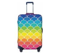 BAFAFA Copertura per bagagli stampata con squame di pesce arcobaleno coperture per bagagli protezione per bagagli da viaggio elastico antigraffio antipolvere, Nero , L
