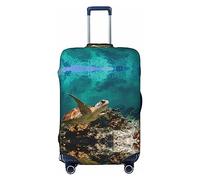 BAFAFA Copertura per bagagli stampata con tartaruga marina, protezione per valigia, per bagagli da viaggio, elastica, antigraffio, antipolvere, Nero , S