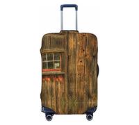 BAFAFA Copertura per bagagli stampata rustica con porta da fienile, copertura per valigia, protezione per bagagli da viaggio, elastica, antigraffio e antipolvere, Nero , XL