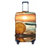 BAFAFA Coperture per bagagli stampate con conchiglie e sabbia, coperture per bagagli da viaggio, elastiche, antigraffio, antipolvere, Nero , XL