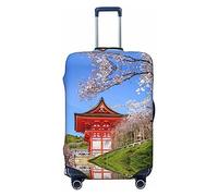 BAFAFA Red Architecture Cherry Blossoms Stampato Bagaglio Cover Bagagli Valigie Protezione Bagagli Da Viaggio Elastico Anti Graffio Antipolvere Covers, Nero , L