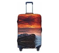 BAFAFA Red Beach Reef Stampato Bagagli Copertura Bagagli Copertura Bagagli Valigie Protezione Bagagli Da Viaggio Elastico Anti Graffio Antipolvere Coperture, Nero , L