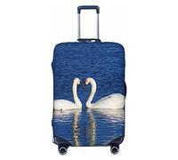 BAFAFA Romantico cigno bianco stampato bagagli copertura bagagli coperture bagagli valigia protezione viaggio bagagli elastico anti graffio antipolvere coperture, Nero , S