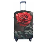 BAFAFA Romantico fiore rosa stampato bagagli copertura bagagli bagagli bagagli Protector viaggio bagagli elastico anti graffio antipolvere coperture, Nero , S