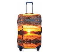 BAFAFA Sea Lighthouse in sunset Stampato Bagagli Copertura Dei Bagagli Copertura Bagagli Valigie Protector Bagagli Da Viaggio Elastico Anti Graffio Polvere Coperture, Nero , L