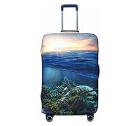 BAFAFA Sea Turtle Floating Up and Over Coral stampato bagagli copertura bagagli bagagli bagagli protezione viaggio bagagli elastico antigraffio antipolvere, Nero , XL