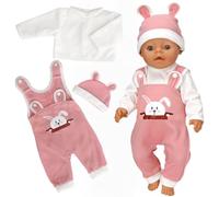 BAFAFA Vestiti per Bambole per New Born Baby Doll, Abiti con Cappello per Bambolotti 35-43 cm (Rosa)