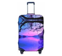 BAFAFA Viola tramonto sull'acqua Stampato Bagagli Copertura Bagagli Coperture Valigie Protector Bagagli da viaggio Elastico Anti Graffio Dust Covers, Nero , M