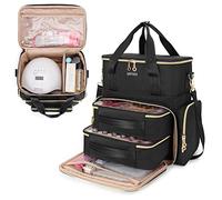 BAFASO Borsa Organizer per Smalti per 70 Flaconi (15 ml - 0,5 fl.oz) e Lampada Unghie UV, Valigetta Porta Smalti per Unghie con 2 Tasche Rimovibili, Borsa da Viaggio per Smalti per Unghie, Nero
