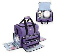 BAFASO Organizer Smalti per Unghie - Adatto per 80 Flaconi (15 ml - 0,5 FL.oz) e Lampada Unghie UV, Borsa Organizer per Smalti con 2 Tasche Rimovibili, Valigetta porta Smalti per Unghie, Viola