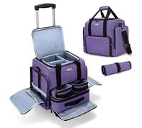 BAFASO Valigia Trolley Trucco con 3 Tasche Rimovibili e 1 Borsa per Pennelli per Trucco, Borsa per il Trucco da Viaggio con Carrello Staccabile, (In Attesa Di Brevetto), Viola