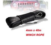 BAFEIYA 4 mm x 40m Sintetica dell'argano Corda in Fibra di Linea Corda Traino Cable Car Accessori for 4X4 / ATV/UTV / 4WD / off-Road(Grey)