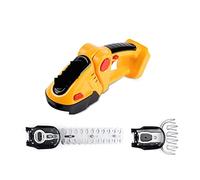 BAFEIYA Tagliasiepi Elettrico 2 in 1 Cordless Portatile ad Alta Potenza Rasaerba for Uso Domestico Potatore Ricaricabile Diserbo Attrezzi da Giardino(Yellow-No Battery)