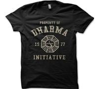 Bafentu Dharma Initiative 1977 TV Show Lost Printed Cotton T-Shirt Black M