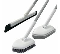 Bafezoze Spazzola per doccia con lavavetri per pavimenti, 3 in 1, con manico lungo 127 cm, spazzola per la pulizia di bagno, vasca da bagno, piastrelle, pavimento, parete, WC, stucco per la casa