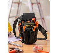 Baffect - Piccola borsa degli attrezzi in tela, con tasca e cintura regolabile in nylon, resistente e professionale da tenere in vita, per lavori tecnici ed elettricisti, colore nero