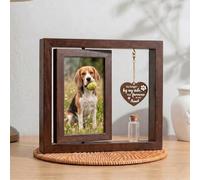 Baffect Regali commemorativi per cani per la perdita di animali domestici, regali per la morte del cane includono cornice commemorativa rotante in legno per animali domestici per foto da 10 x 15 cm