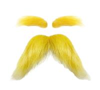 Baffi biondi - Divertenti autoadesivi, articoli per le vacanze gialli, costume da baffi natalizi | Costume set di b affi per festa di Natale Festival Cosplay Trucco scenico Personaggio Viaggio Falò au