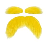 Baffi e sopracciglia gialli - Accessorio per costume in fibra di peluche | Set di per il viso vivaci per cosplay, Halloween, Natale e oggetti di scena per feste - Design divertente ispirato ai pe