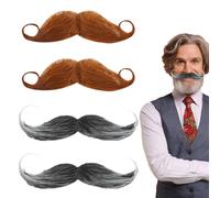 Baffi Finti Baffi Finti Uomo 4 Pezzi Baffi Finti Uomo Realistici Baffi Baffo Finto Baffi Curvi Verso L'alto Simulati Divertenti Adatti per Feste in Costume Festival in Maschera (Nero/Marrone)