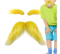 Baffi Gialli - Accessori Autoadesivi Divertenti Per Costumi - Costume Baffi Natale | Per Viaggi Falò Eventi Festa di Halloween Spettacolo sul palco Festival Vacanze Giardino