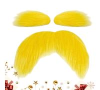 Baffi gialli - Accessorio per costume divertente autoadesivo, set per barba finta in fibra di peluche | per le feste, le feste autunnali, i falò, i cosplay, i personaggi, il trucco, il