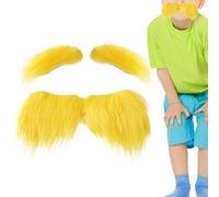 Baffi gialli, per abiti divertenti autoadesivi, finte barba e kit sopracciglia, accessorio per il trucco per cosplay, costume a pelo per il viso per festa di Natale, scena,