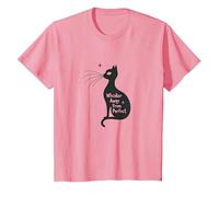 Baffi Lontano da Un Gatto Perfetto Silhouette Art Maglietta, Bambini, Rosa, 8 Anni