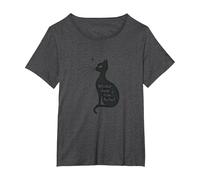 Baffi Lontano da Un Gatto Perfetto Silhouette Art Maglietta, Donna Plus-Size, Grigio Scuro, 1X