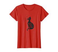 Baffi Lontano da Un Gatto Perfetto Silhouette Art Maglietta, Donna, Rosso, M