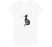 Baffi Lontano da Un Gatto Perfetto Silhouette Art Maglietta, Ragazze, Bianco, L