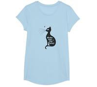Baffi Lontano da Un Gatto Perfetto Silhouette Art Maglietta, Ragazze, Celeste, M